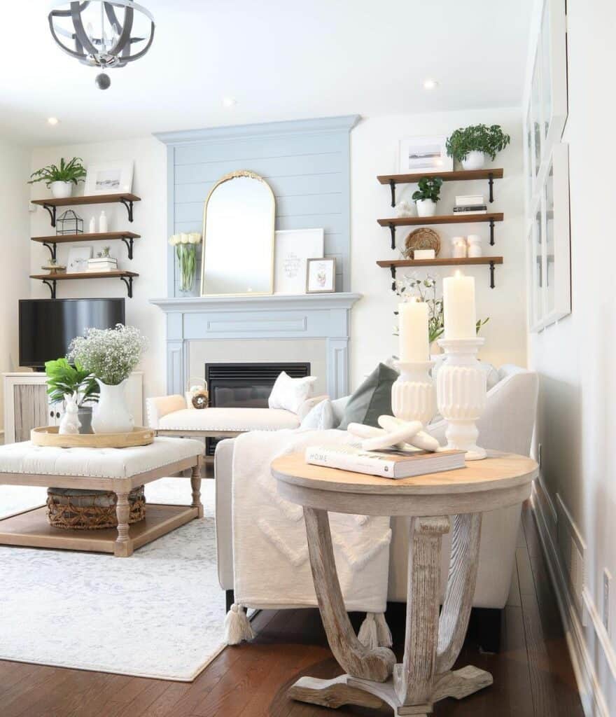 Spring Living Room With Greenery in White Vases