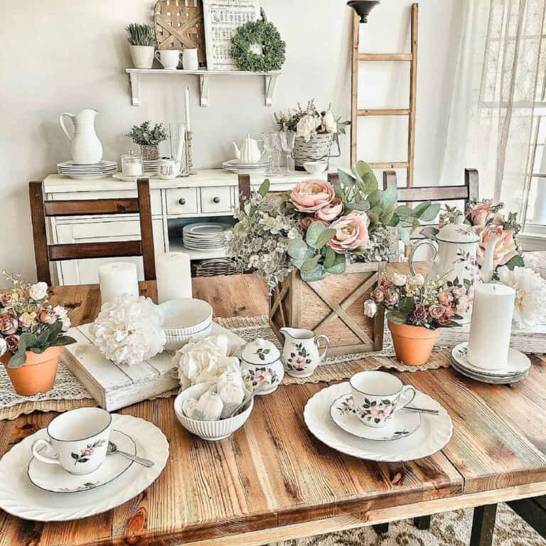 Spring Tablescape Includes Vintage Tea Set