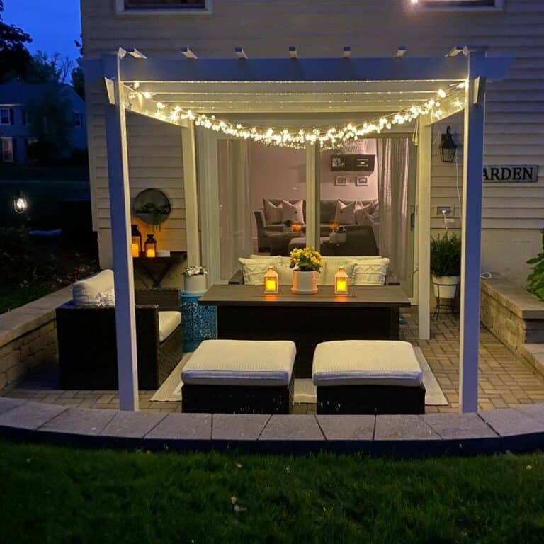 Square-shaped Gazebo Adorned With String Lights