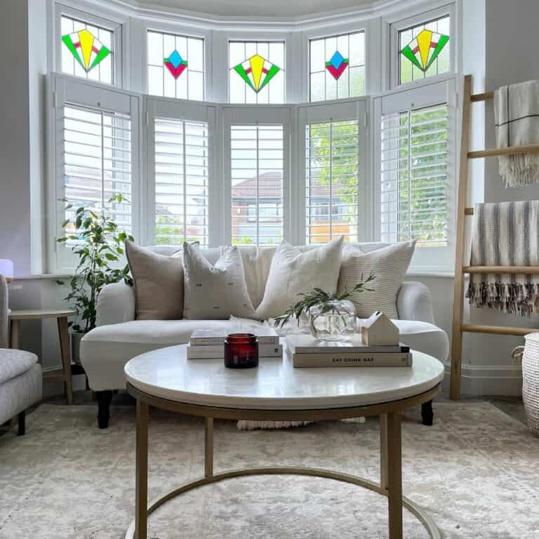 Stained Glass Transom Windows in Living Room