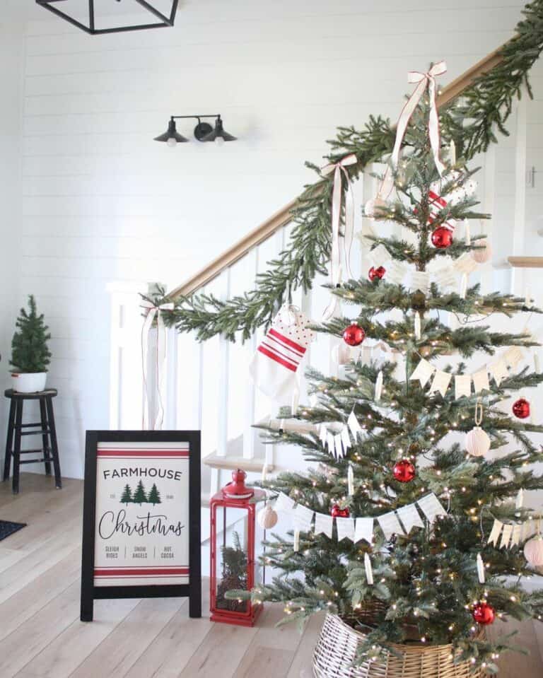 Staircase With Christmas Festive Decorations