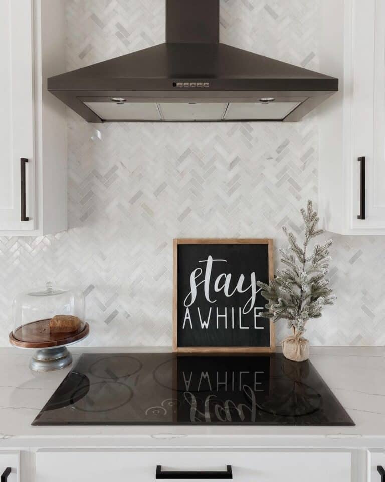 Stylish Gray Herringbone Kitchen