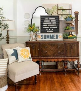 Summer Décor Ideas For an Ornate Wood Buffet Table