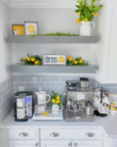 Summer Time Lemon Kitchen Shelf Décor Ideas