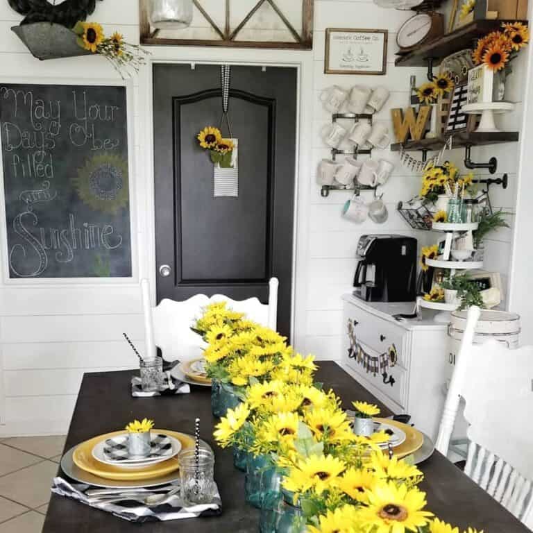 Sunflower Spring Tablescape for a Dark Table