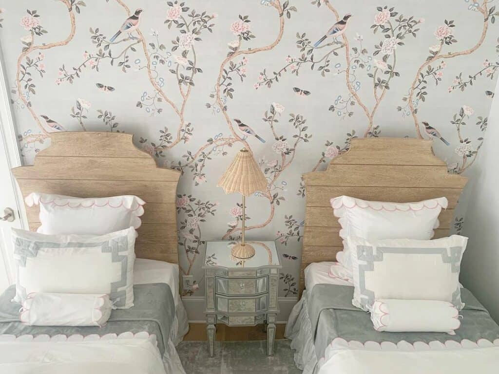Sweet Modern Farmhouse With Floral Wallpaper
