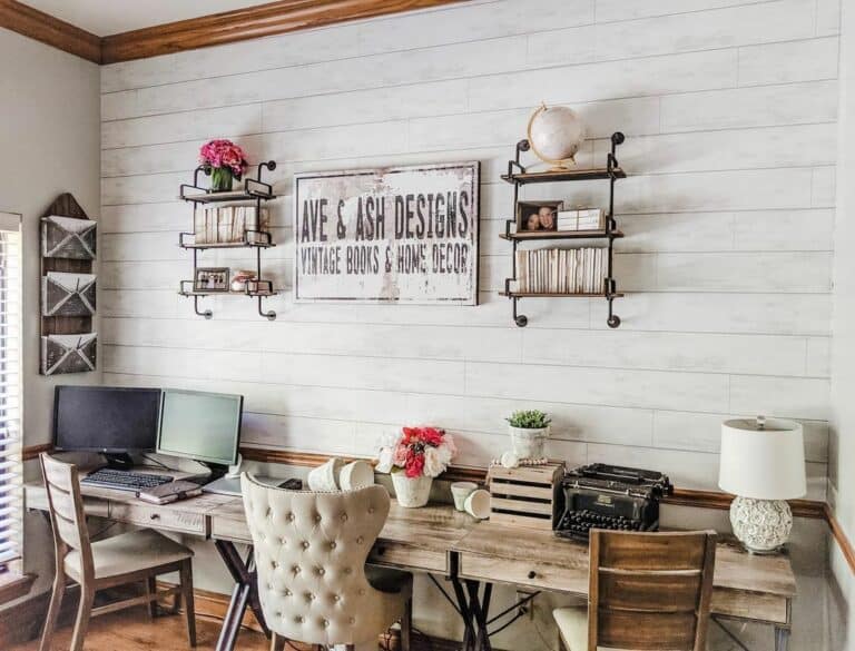 Three Desks With Vintage Farmhouse Décor