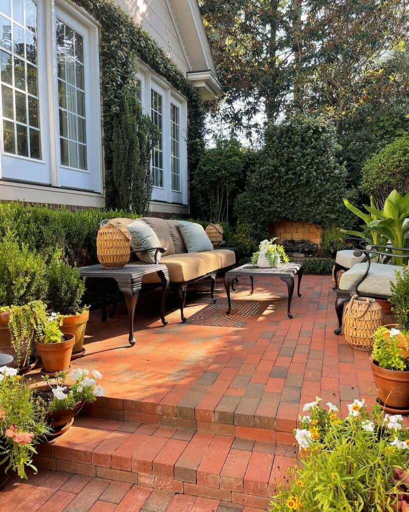 Traditional Red Brick Backyard Patio Soul & Lane