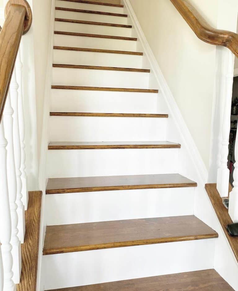 Traditional White and Wood Farmhouse Stairwell