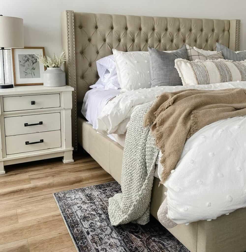 Tufted Beige Headboard in Modern Bedroom