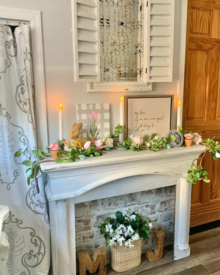 Tulip Garland on Faux Fireplace