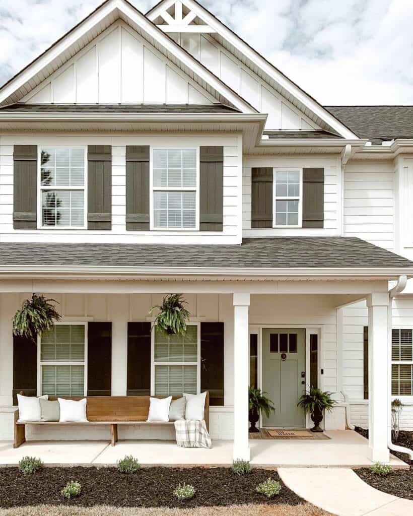 Two-story Home With a Floral-accented Front Porch
