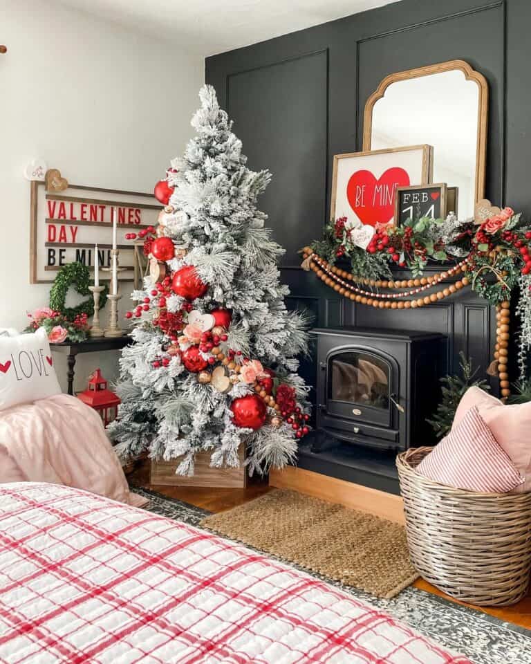 Valentine's Decor and a Black-paneled Accent Wall