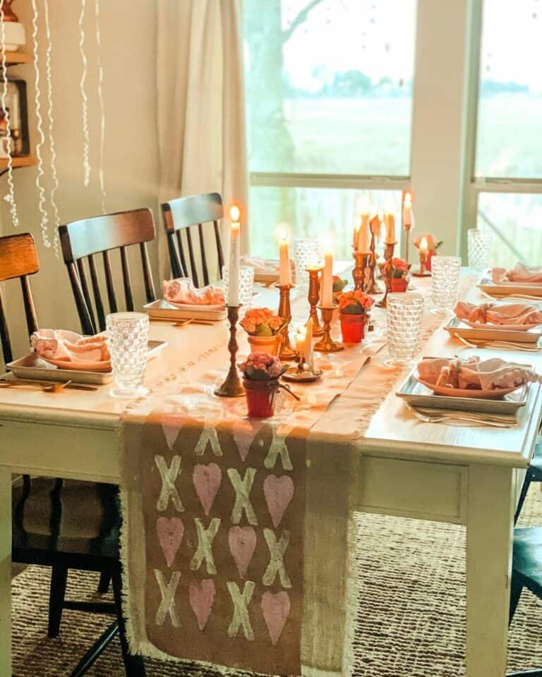 Valentine's Decor on Layered Table Runners