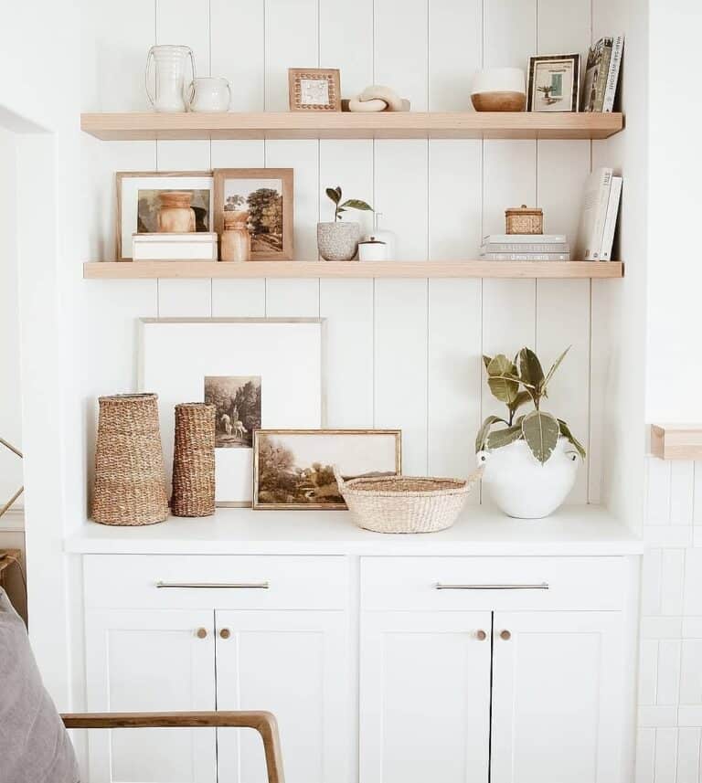 Vertical Shiplap Nook With Floating Shelves