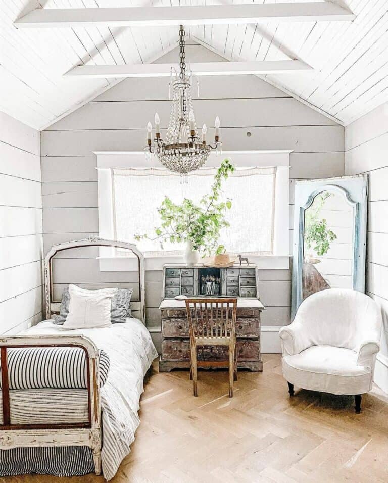 Vintage Desk on a Herringbone Floor