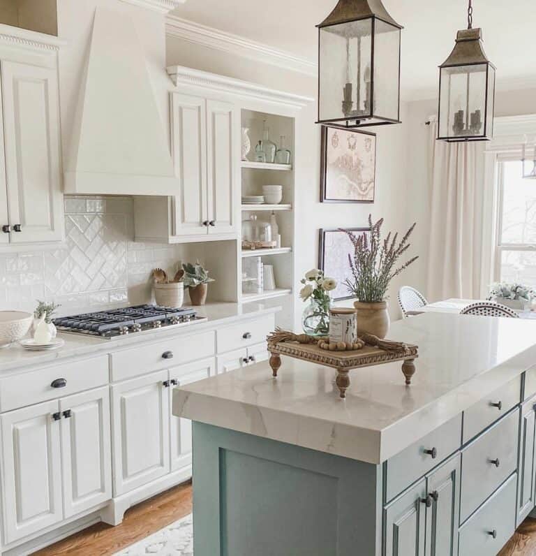 Vintage Lighting Over Light Blue Island