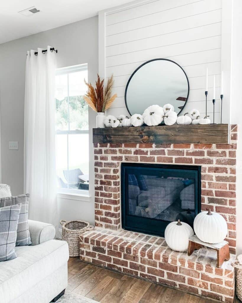 Warm Autumnal Brick Fireplace