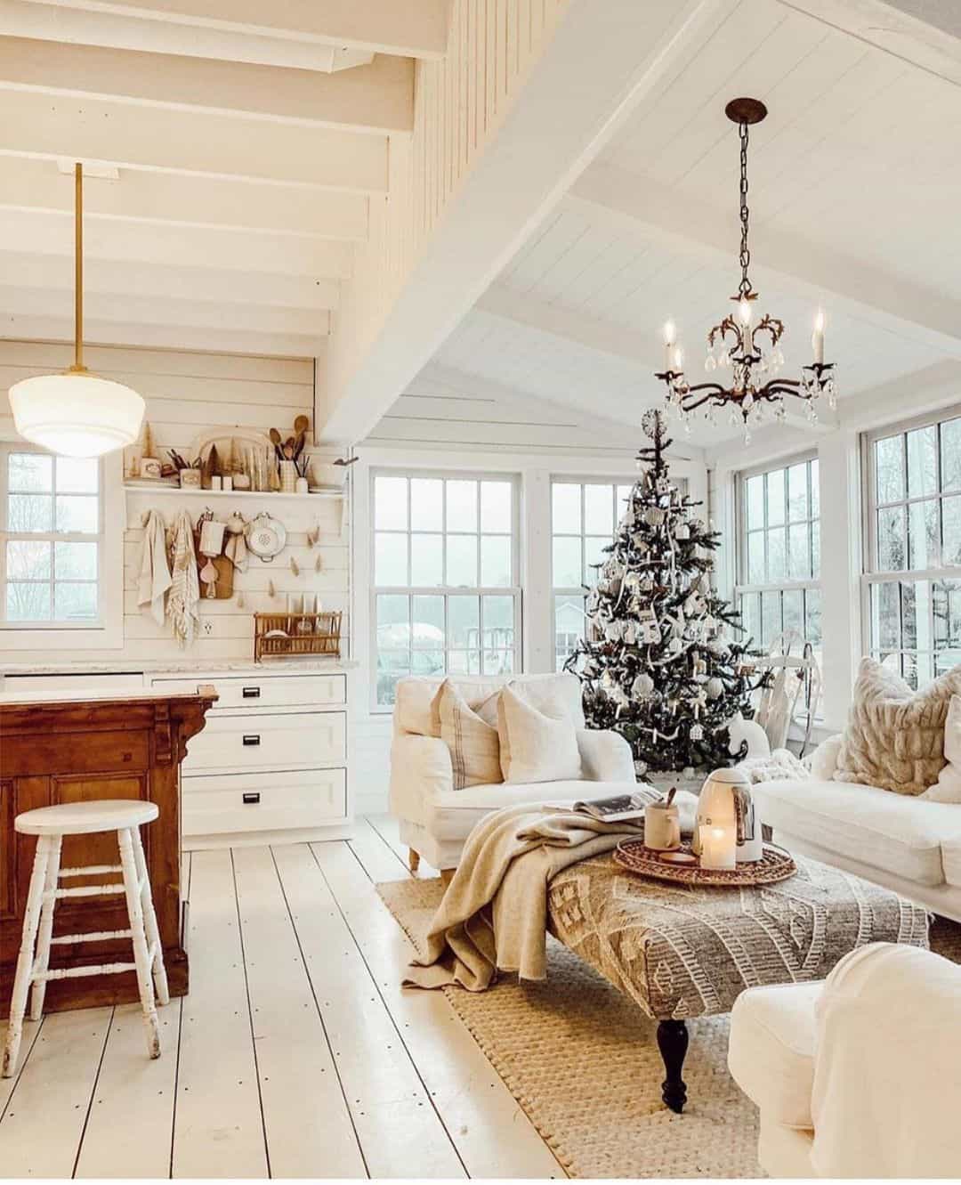 Whimsical Farmhouse Living Room With Large White Windows - Soul & Lane