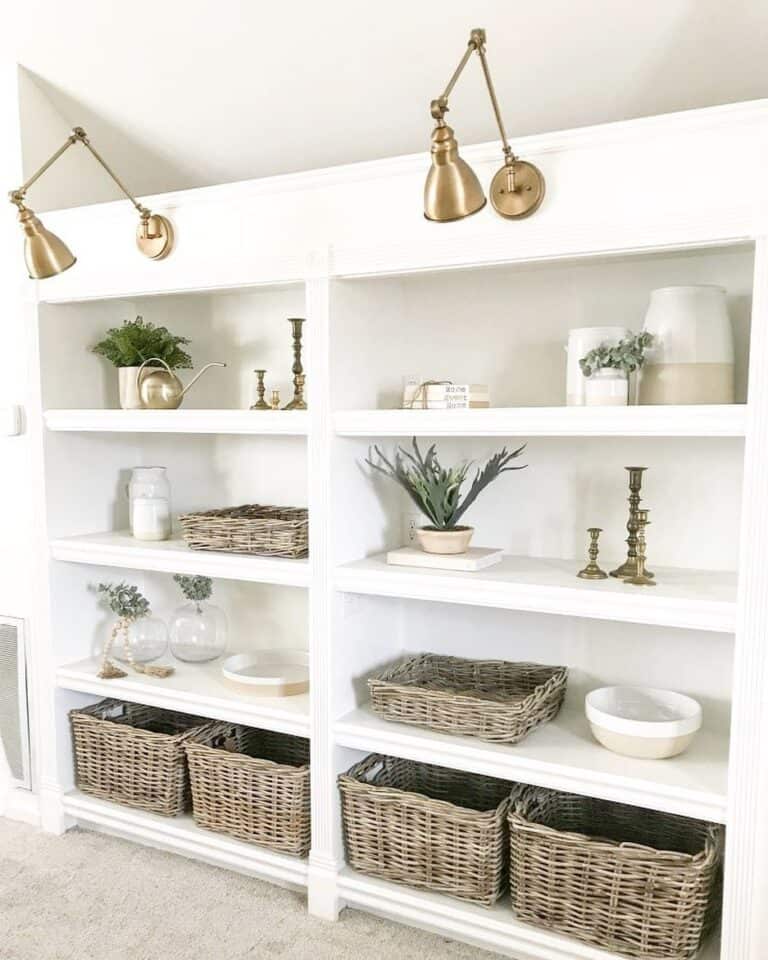 White Bookshelf With Adjustable Lighting