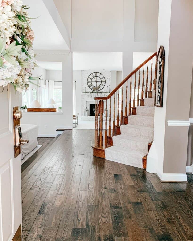 White Carpet Stair Runner Inspiration for a Modern Farmhouse