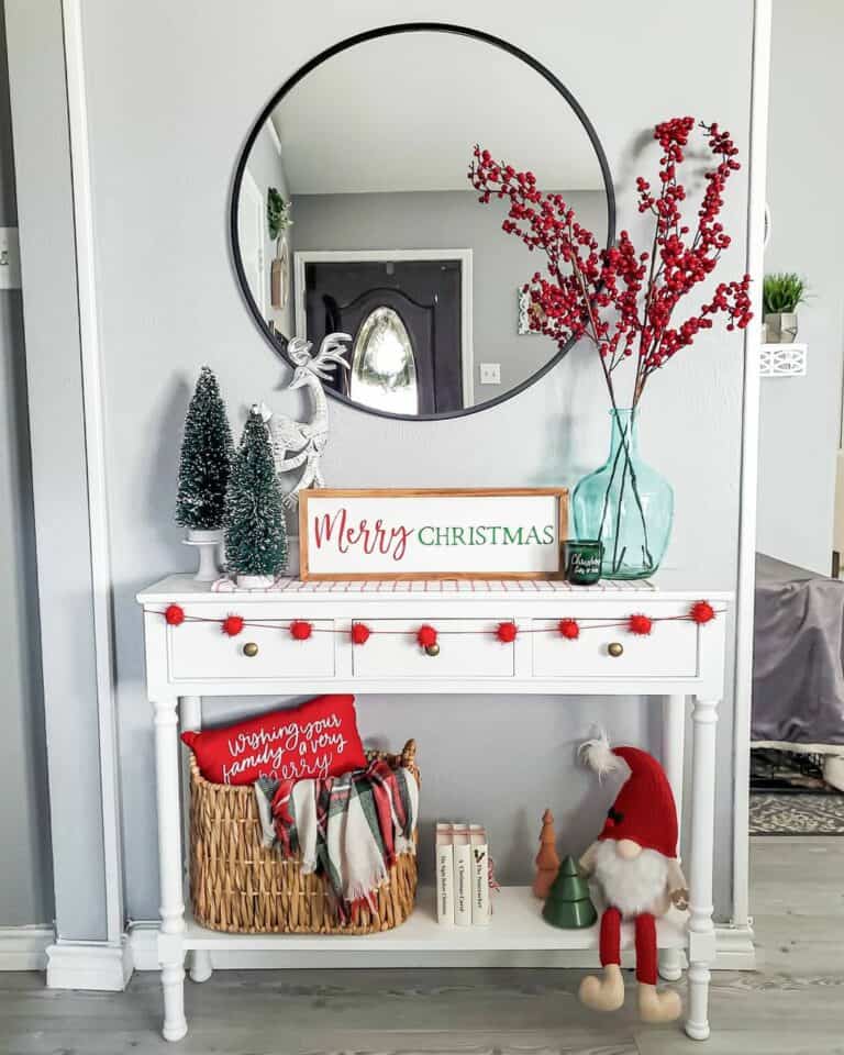 White Console Hosts Christmas Decorations