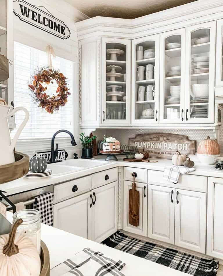 White Crockery in White Kitchen Cabinets
