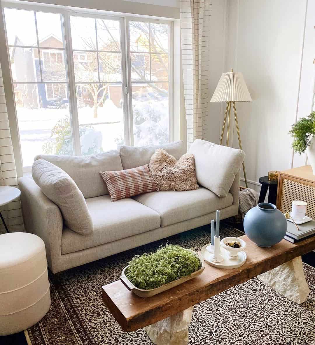 White Curtains and a Unique Coffee Table - Soul & Lane