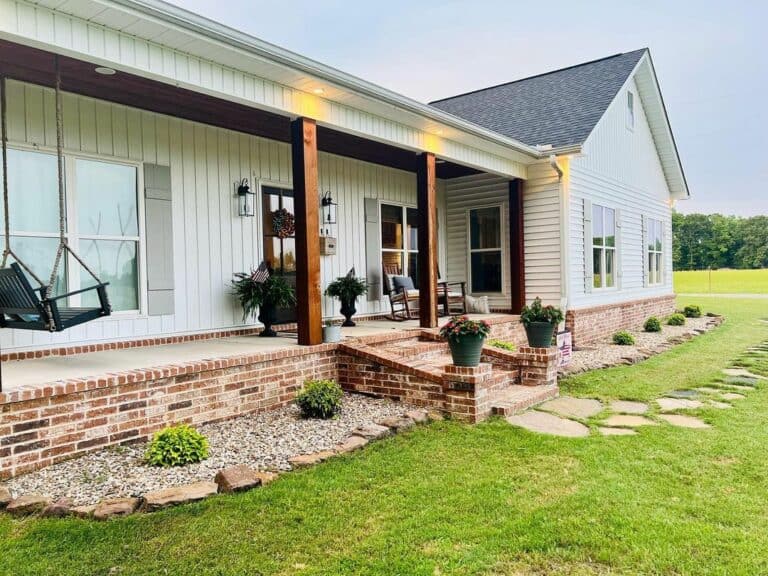 White Farmhouse Portico Ornamentation