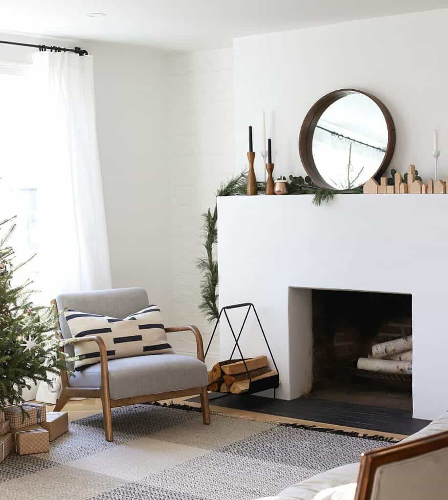 White Fireplace in Minimalist Living Room