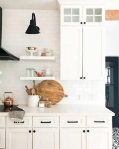 White Kitchen Floating Shelf Lighting Ideas