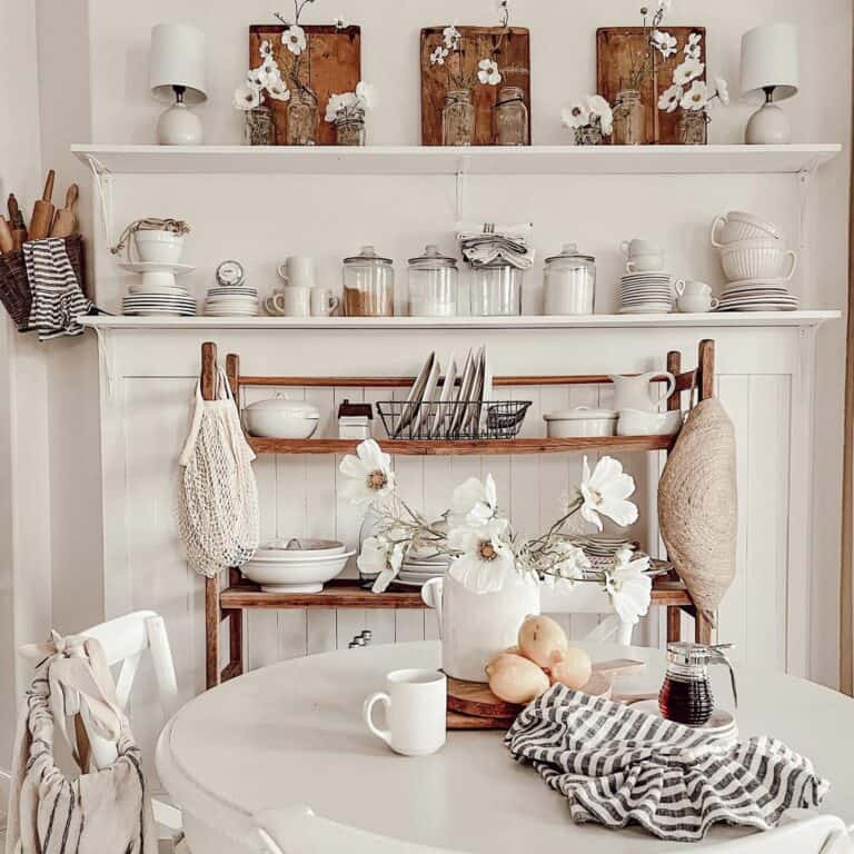 White Kitchen With White Shelf and Natural Light