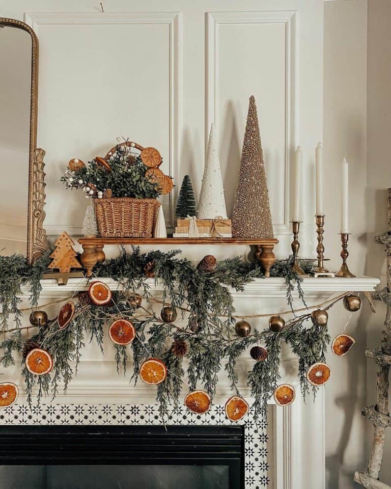 White Mantel With Spiced Orange Garland