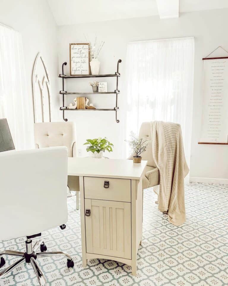 White Modern Office With Patterned Floor