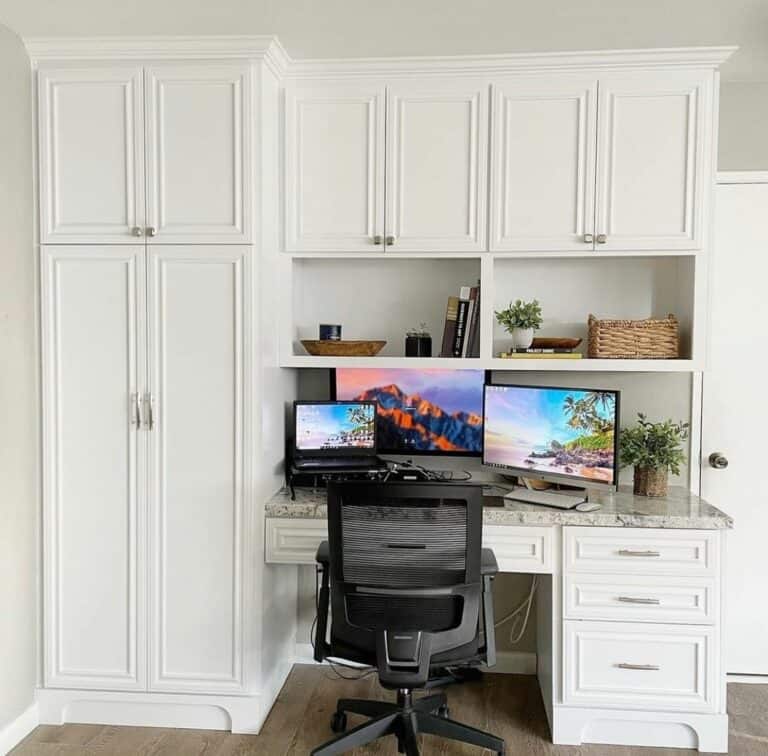 White Office Cabinets and Desk