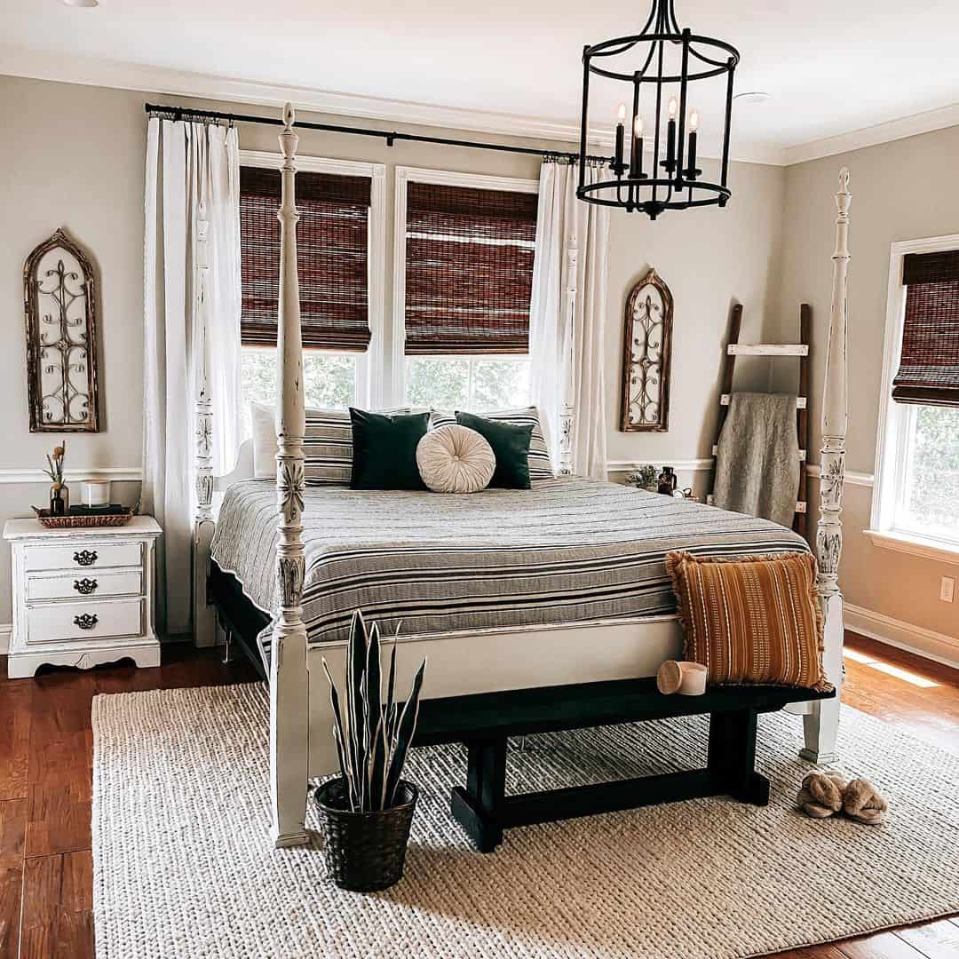 White Pencilpost Bed Against Window Design Soul & Lane