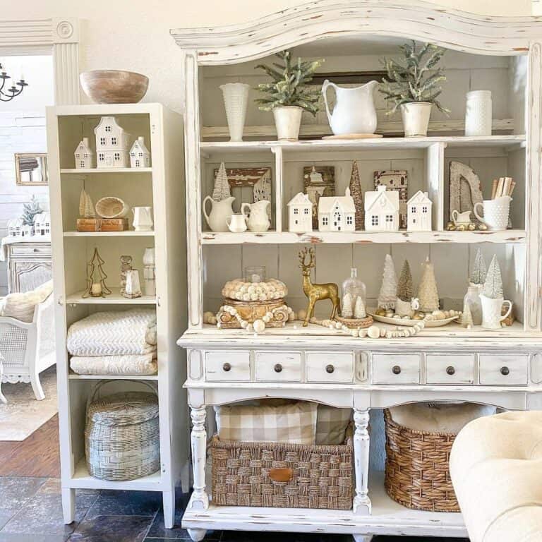 White Repurposed China Cabinets Ideas in Living Area