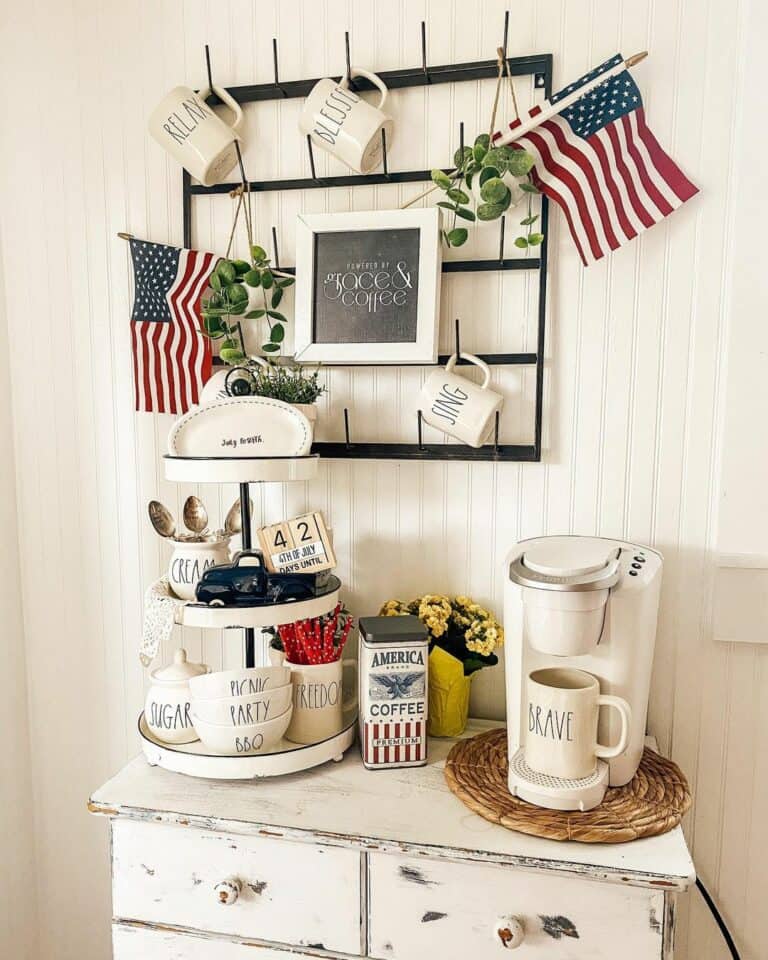 White Shiplap Wall Memorial Day Decoration
