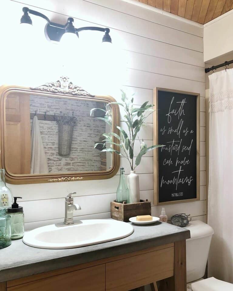 White Shiplap in Basement Bathroom