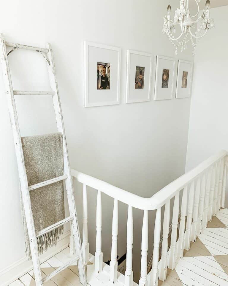 White Stairwell With Taupe Painted Flooring