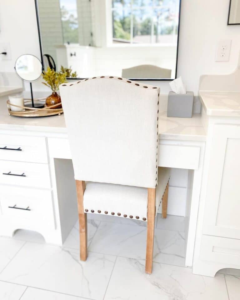 White Vanity Ideas With Matching Chair