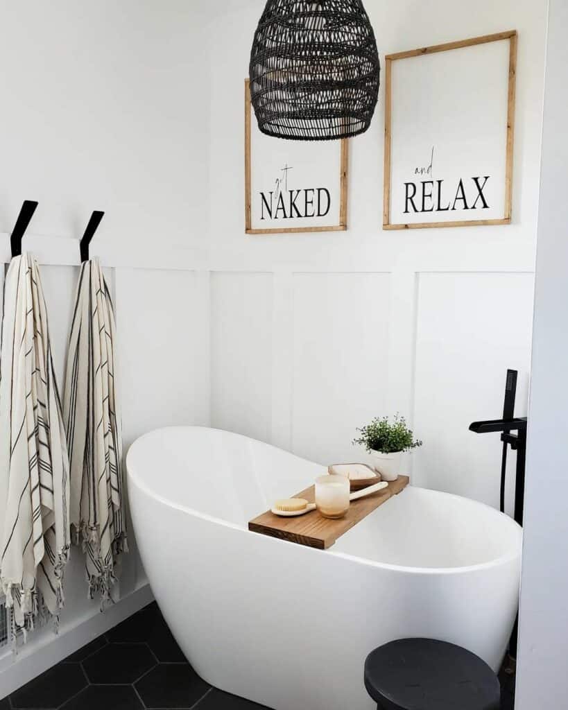 White Wainscoting Bathroom With Spa Accents