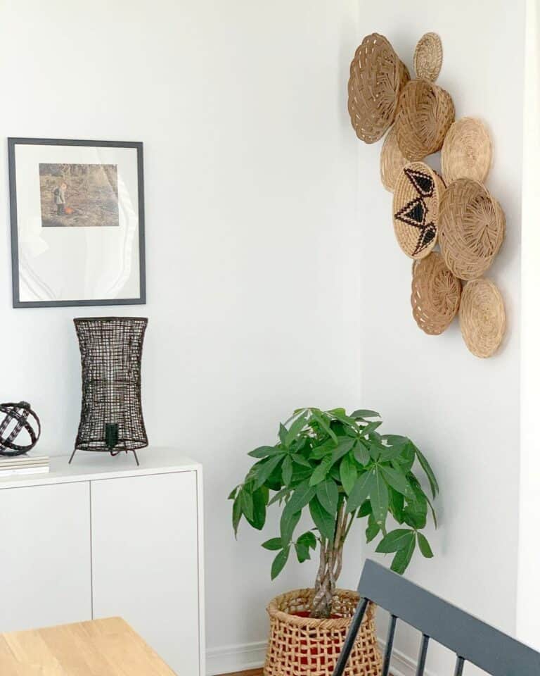 White Walls Showcase Woven Baskets