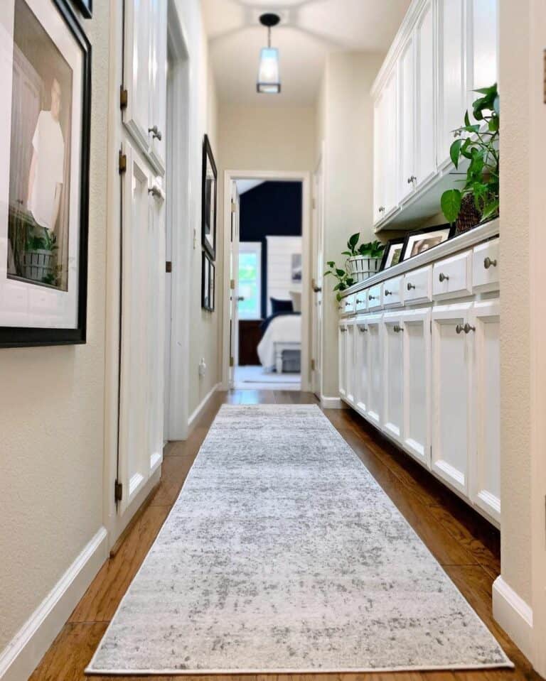 White and Black Accented Hallway
