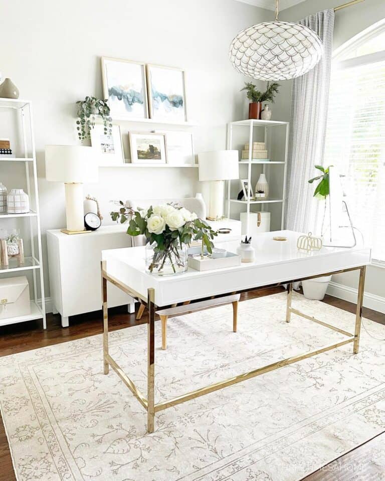 White and Gold Home Office