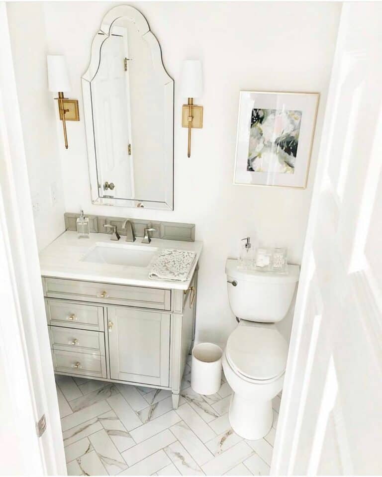 White and Marble Themed Bathroom