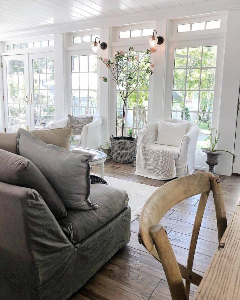 White and Rustic Living Room