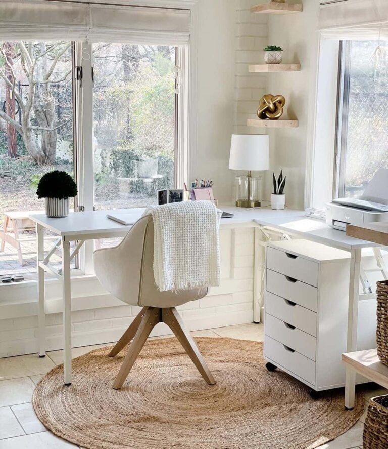 White and Wood Office With Modern Accents
