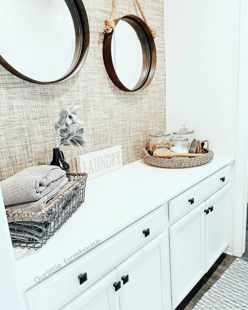 White-and-Wood Themed Laundry Room