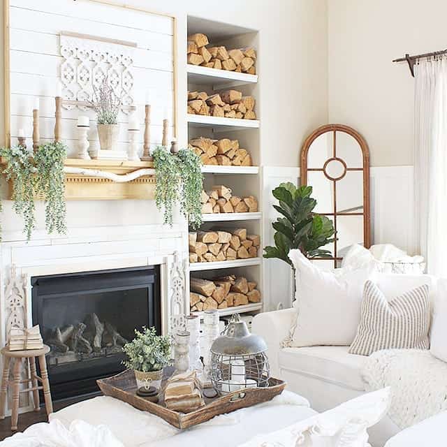 White and Wood-themed Living Room